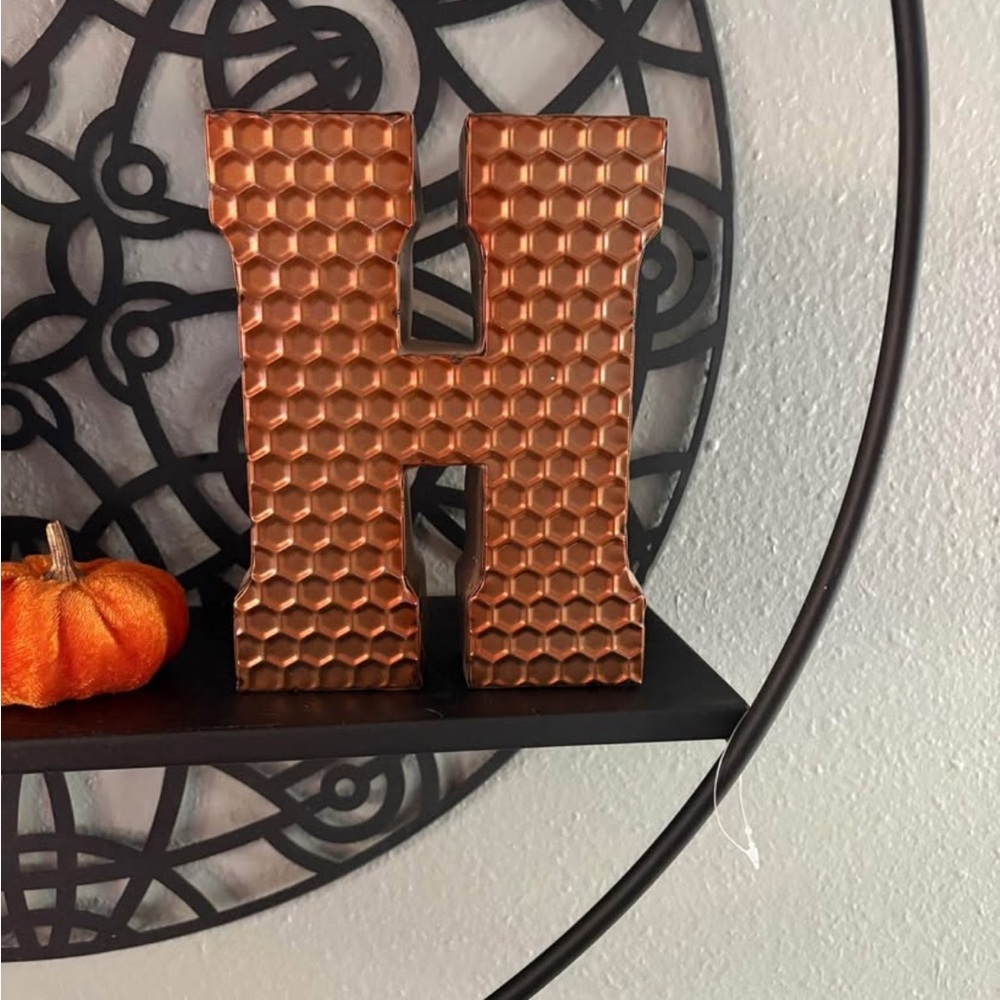 Copper Honeycomb Letter H Decor
